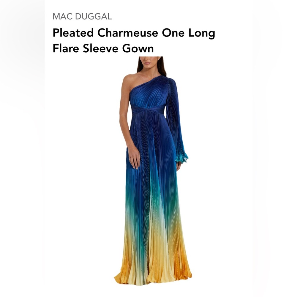 Mac Duggal Ombre Blue and Yellow Gown